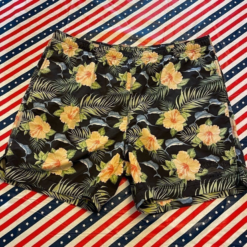 Tommy Bahama Marlin Floral Tropical Swim Trunks - Picture 2 of 13